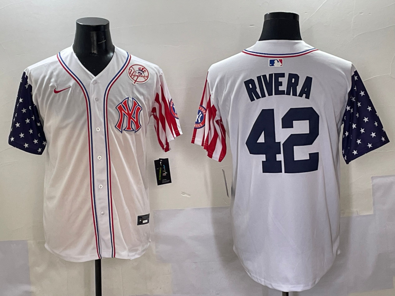 Men 2025  MLB New York Yankees #42 Rivera white jersey style 20->new york yankees->MLB Jersey
